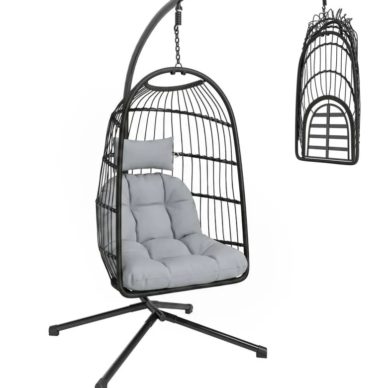Outsunny Korbhängesessel hellgrau Metall B/H/L: ca. 101x196x105 cm