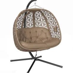 Outsunny Korbhängesessel sand Stahl B/H/L: ca. 126x176x126 cm