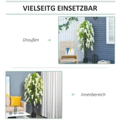 Outsunny Kunstpflanze weiß Polypropylen B/H/L: ca. 24x24x165 cm