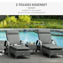 Outsunny Liegenauflage 2er Set dunkelgrau Schaumstoff B/H/L: ca. 55x8x196 cm