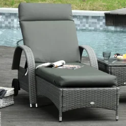 Outsunny Liegenauflage 2er Set dunkelgrau Schaumstoff B/H/L: ca. 55x8x196 cm
