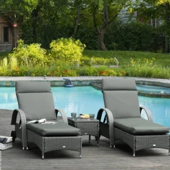 Outsunny Liegenauflage 2er Set dunkelgrau Schaumstoff B/H/L: ca. 55x8x196 cm