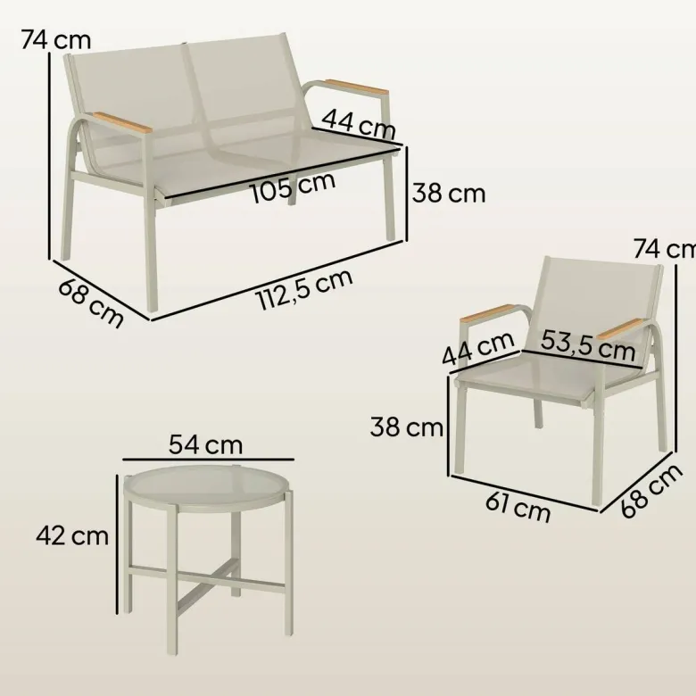 Outsunny Loungemöbel grün Textilene B/H/L: ca. 68x74x112,5 cm