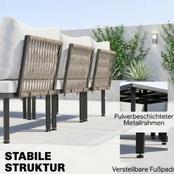 Outsunny Loungemöbel hellgrau Metall B/H/L: ca. 176x64x234 cm