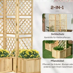 Outsunny Paravent mit Blumenkasten