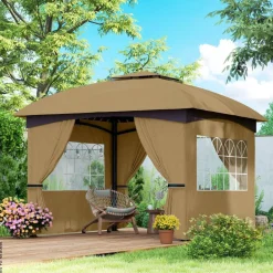 Outsunny Pavillon beige Polyester B/H/L: ca. 335x285x335 cm