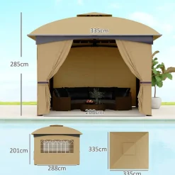 Outsunny Pavillon beige Polyester B/H/L: ca. 335x285x335 cm