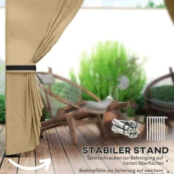 Outsunny Pavillon beige Polyester B/H/L: ca. 335x285x335 cm