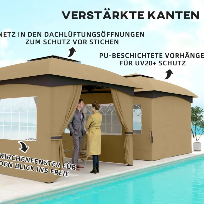 Outsunny Pavillon beige Polyester B/H/L: ca. 335x285x335 cm