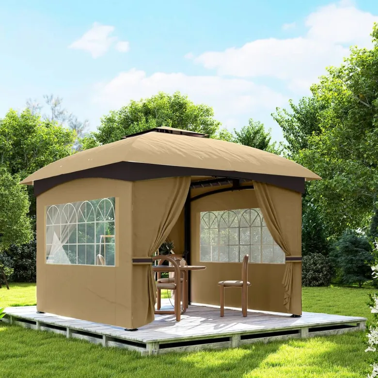 Outsunny Pavillon beige Polyester B/H/L: ca. 335x285x335 cm