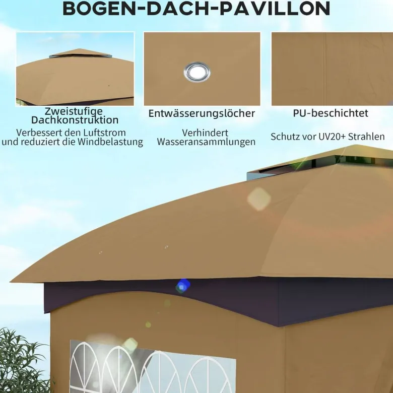 Outsunny Pavillon beige Polyester B/H/L: ca. 335x285x335 cm