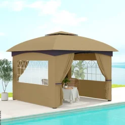 Outsunny Pavillon beige Polyester B/H/L: ca. 335x285x335 cm