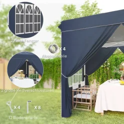 Outsunny Pavillon blau Polyester B/H/L: ca. 248x270x248 cm