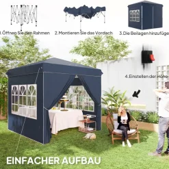 Outsunny Pavillon blau Polyester B/H/L: ca. 248x270x248 cm