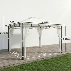 Outsunny Pavillon creme Polyester B/H/L: ca. 300x275x360 cm