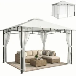 Outsunny Pavillon creme Polyester B/H/L: ca. 300x275x360 cm