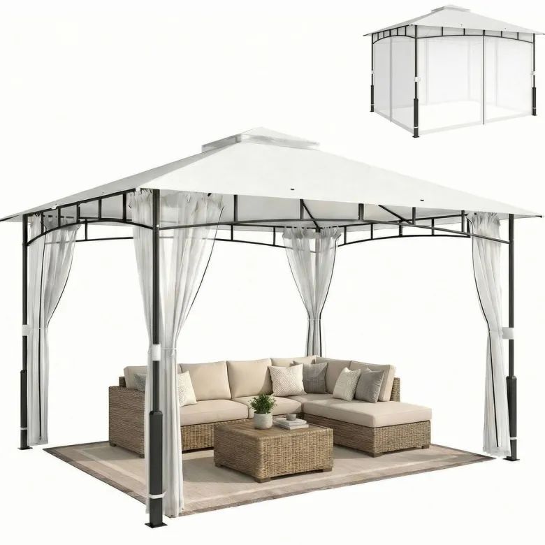 Outsunny Pavillon creme Polyester B/H/L: ca. 300x275x360 cm