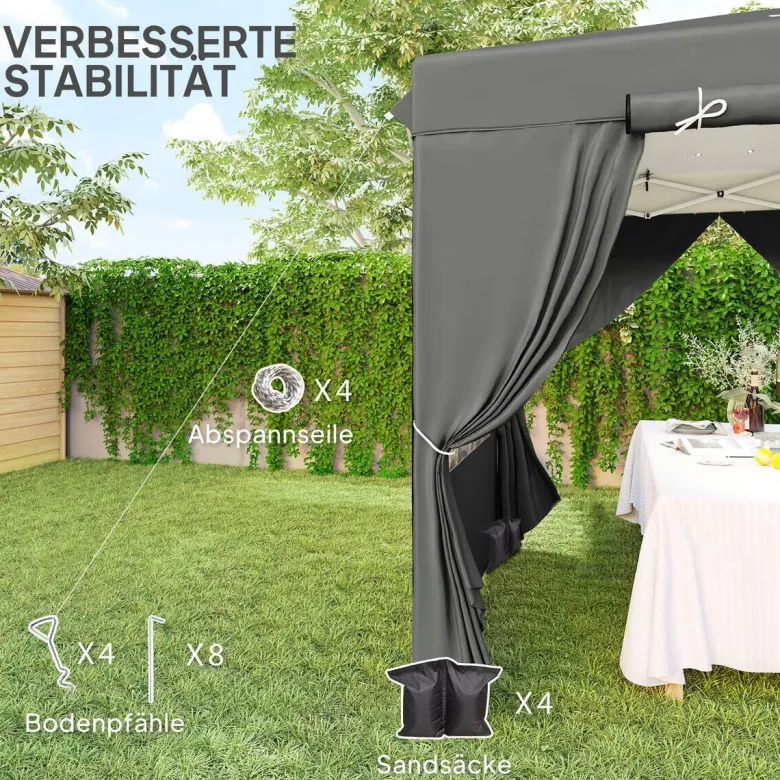 Outsunny Pavillon dunkelgrau Metall B/H/L: ca. 250x268x250 cm