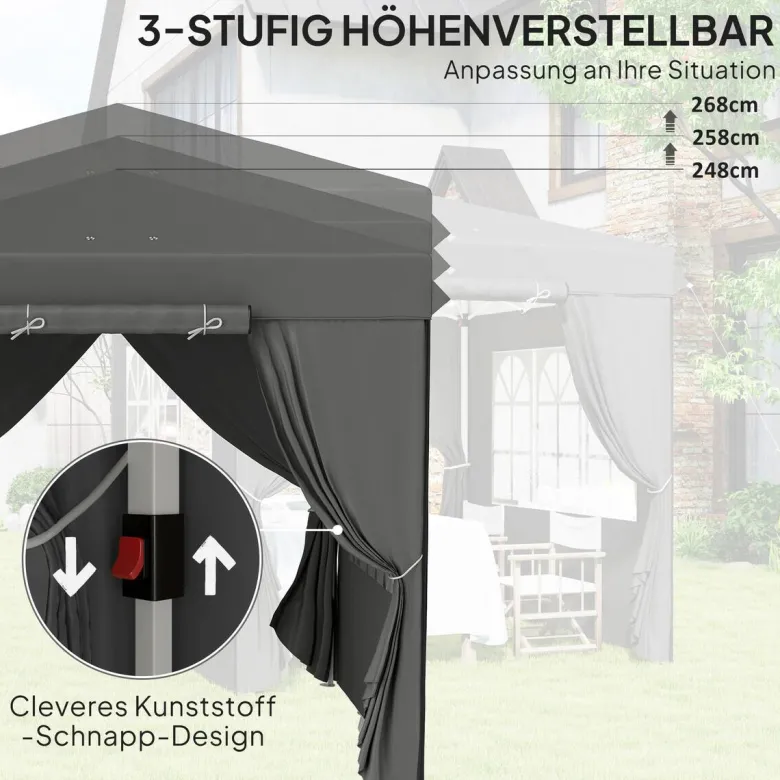 Outsunny Pavillon dunkelgrau Metall B/H/L: ca. 250x268x250 cm