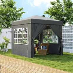 Outsunny Pavillon dunkelgrau Metall B/H/L: ca. 250x268x250 cm
