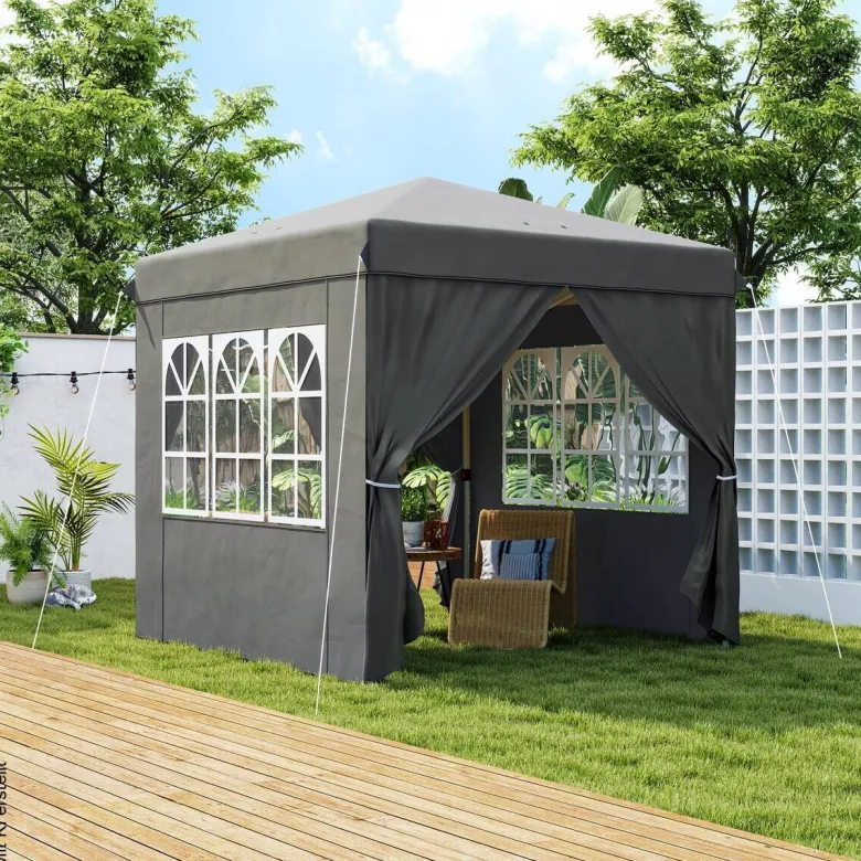 Outsunny Pavillon dunkelgrau Metall B/H/L: ca. 250x268x250 cm