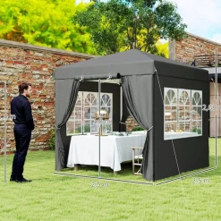 Outsunny Pavillon dunkelgrau Metall B/H/L: ca. 250x268x250 cm