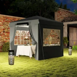 Outsunny Pavillon dunkelgrau Metall B/H/L: ca. 250x268x250 cm