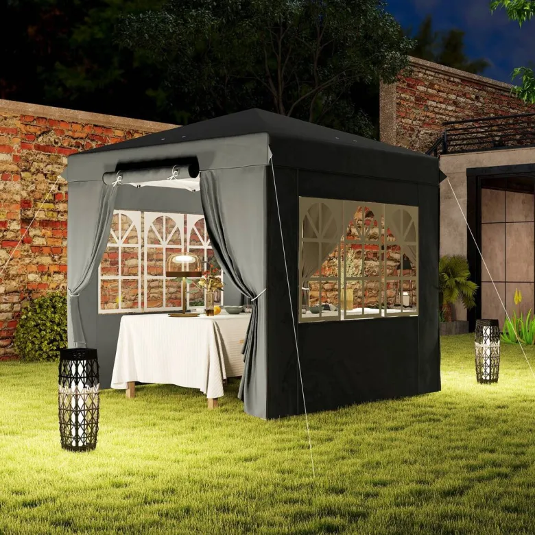 Outsunny Pavillon dunkelgrau Metall B/H/L: ca. 250x268x250 cm