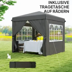 Outsunny Pavillon dunkelgrau Metall B/H/L: ca. 250x268x250 cm