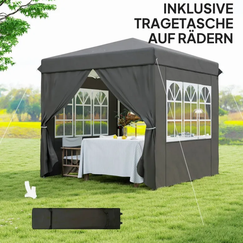 Outsunny Pavillon dunkelgrau Metall B/H/L: ca. 250x268x250 cm