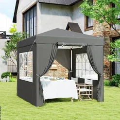 Outsunny Pavillon dunkelgrau Metall B/H/L: ca. 250x268x250 cm