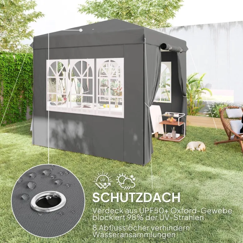 Outsunny Pavillon dunkelgrau Metall B/H/L: ca. 250x268x250 cm