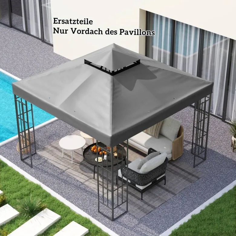 Outsunny Pavillon Ersatzdach dunkelgrau Metall B/H/L: ca. 300x1x300 cm