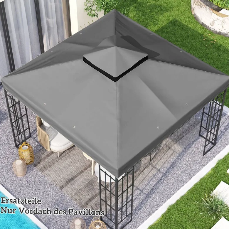 Outsunny Pavillon Ersatzdach dunkelgrau Metall B/H/L: ca. 300x1x300 cm