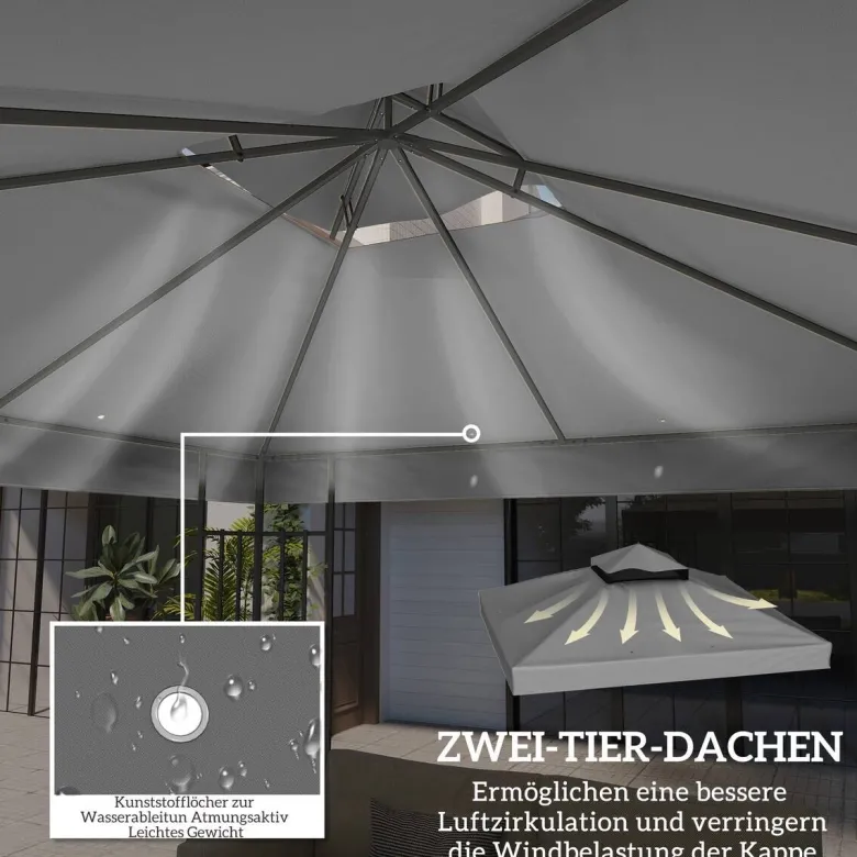 Outsunny Pavillon Ersatzdach dunkelgrau Metall B/H/L: ca. 300x1x300 cm
