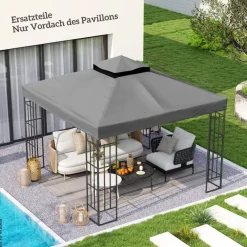 Outsunny Pavillon Ersatzdach dunkelgrau Metall B/H/L: ca. 300x1x300 cm