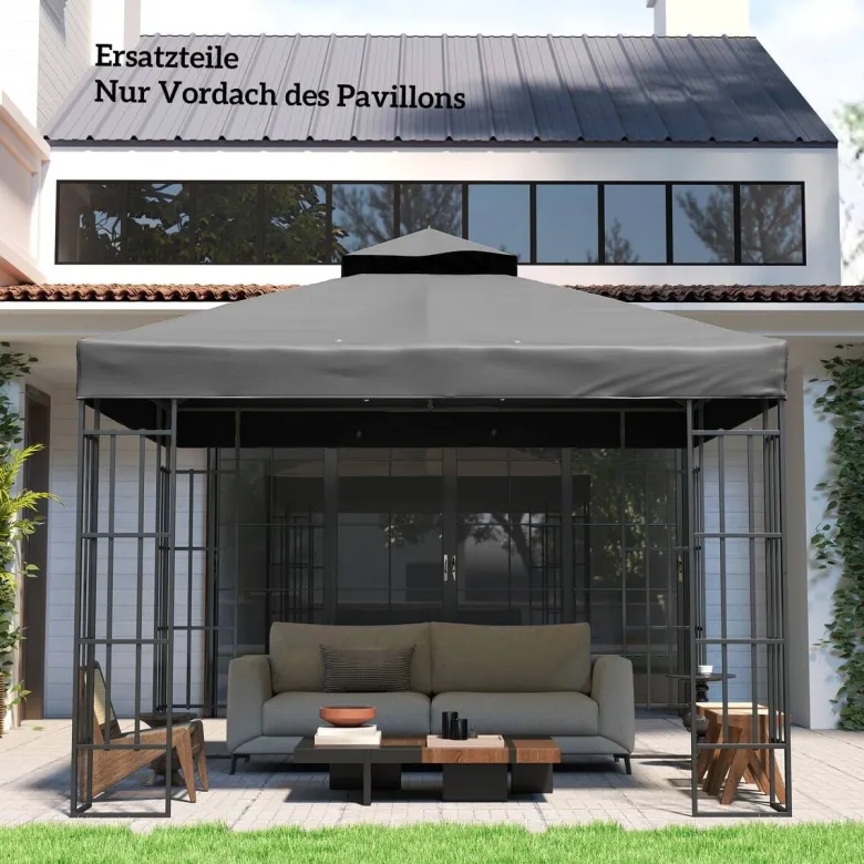 Outsunny Pavillon Ersatzdach dunkelgrau Metall B/H/L: ca. 300x1x300 cm