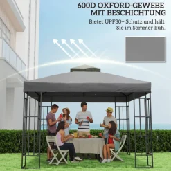 Outsunny Pavillon Ersatzdach dunkelgrau Metall B/H/L: ca. 300x1x300 cm