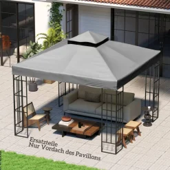 Outsunny Pavillon Ersatzdach dunkelgrau Metall B/H/L: ca. 300x1x300 cm