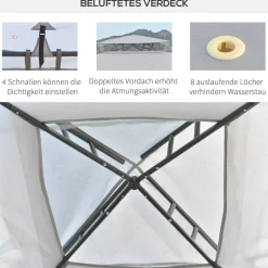 Outsunny Pavillon hellgrau Metall B/H/L: ca. 294x265x294 cm