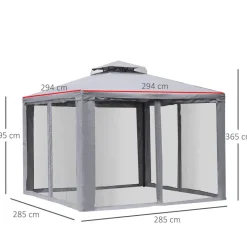 Outsunny Pavillon hellgrau Metall B/H/L: ca. 294x265x294 cm