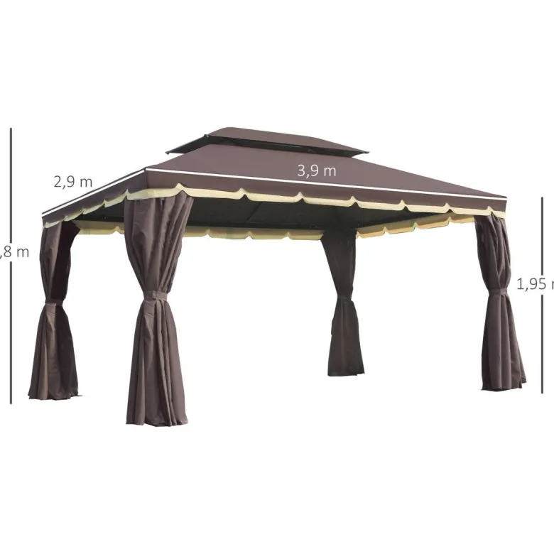 Outsunny Pavillon kaffee Aluminium B/H/L: ca. 290x280x390 cm
