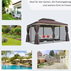 Outsunny Pavillon kaffee Aluminium B/H/L: ca. 290x280x390 cm