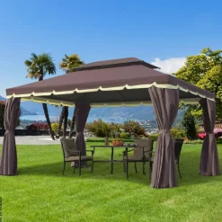 Outsunny Pavillon kaffee Aluminium B/H/L: ca. 290x280x390 cm