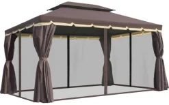 Outsunny Pavillon kaffee Aluminium B/H/L: ca. 290x280x390 cm