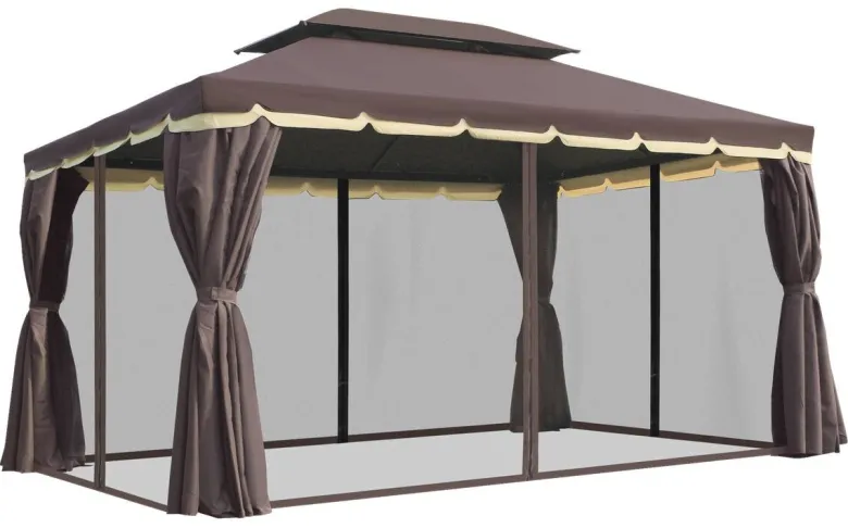 Outsunny Pavillon kaffee Aluminium B/H/L: ca. 290x280x390 cm