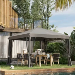 Outsunny Pavillon schwarz Metall B/H/L: ca. 295x260x295 cm