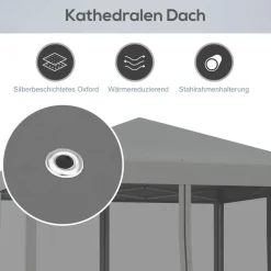 Outsunny Pavillon schwarz Metall B/H/L: ca. 295x260x295 cm