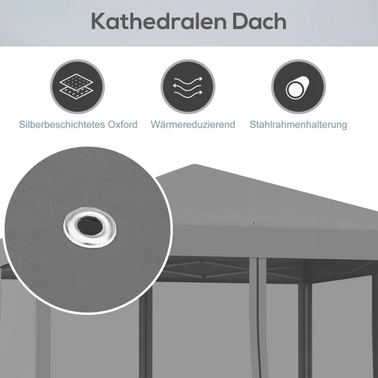 Outsunny Pavillon schwarz Metall B/H/L: ca. 295x260x295 cm