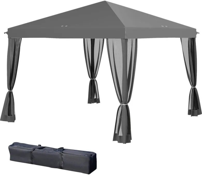 Outsunny Pavillon schwarz Metall B/H/L: ca. 295x260x295 cm